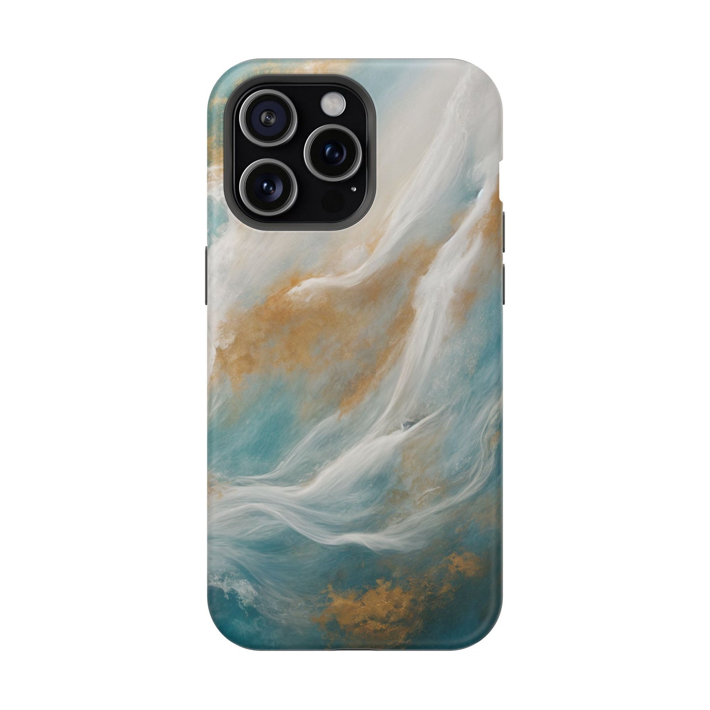 Dutch-Pour Painting: Aquamarine, Gold, and White (Phone Case #1)