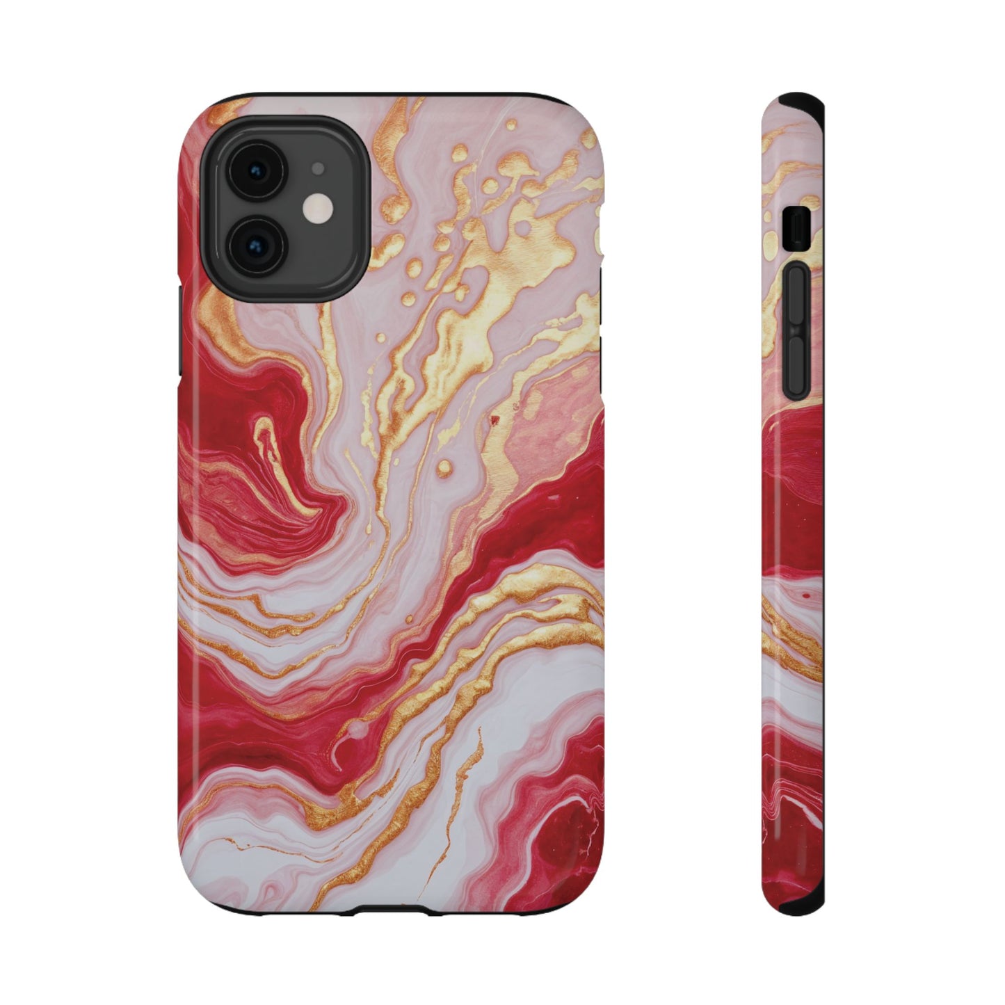 Dutch-Pour Painting: Crimson, Gold, and White (Phone Case)