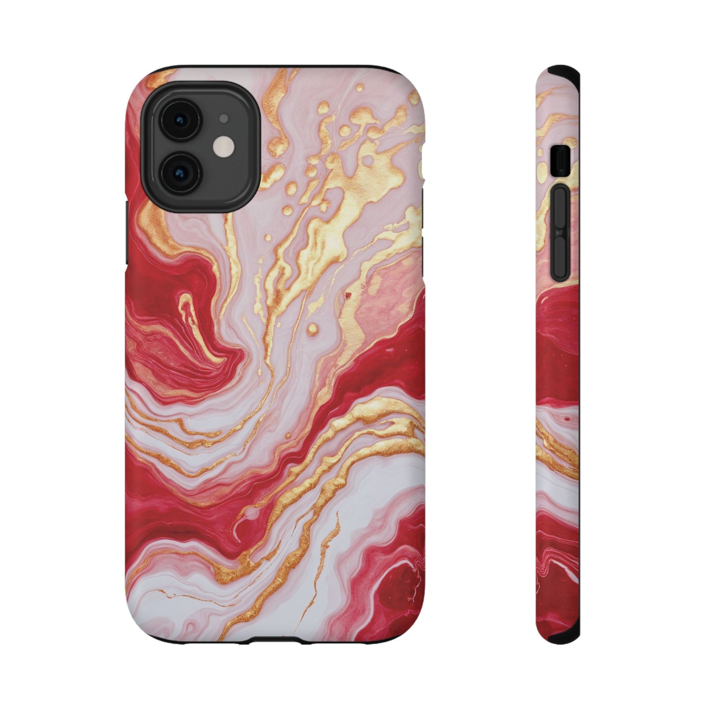 Dutch-Pour Painting: Crimson, Gold, and White (Phone Case)