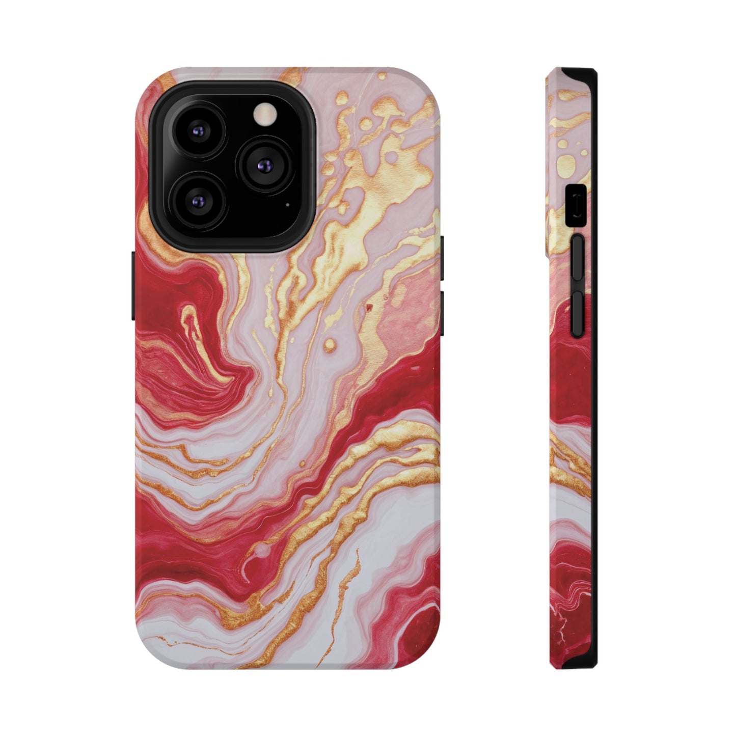 Dutch-Pour Painting: Crimson, Gold, and White (Phone Case)