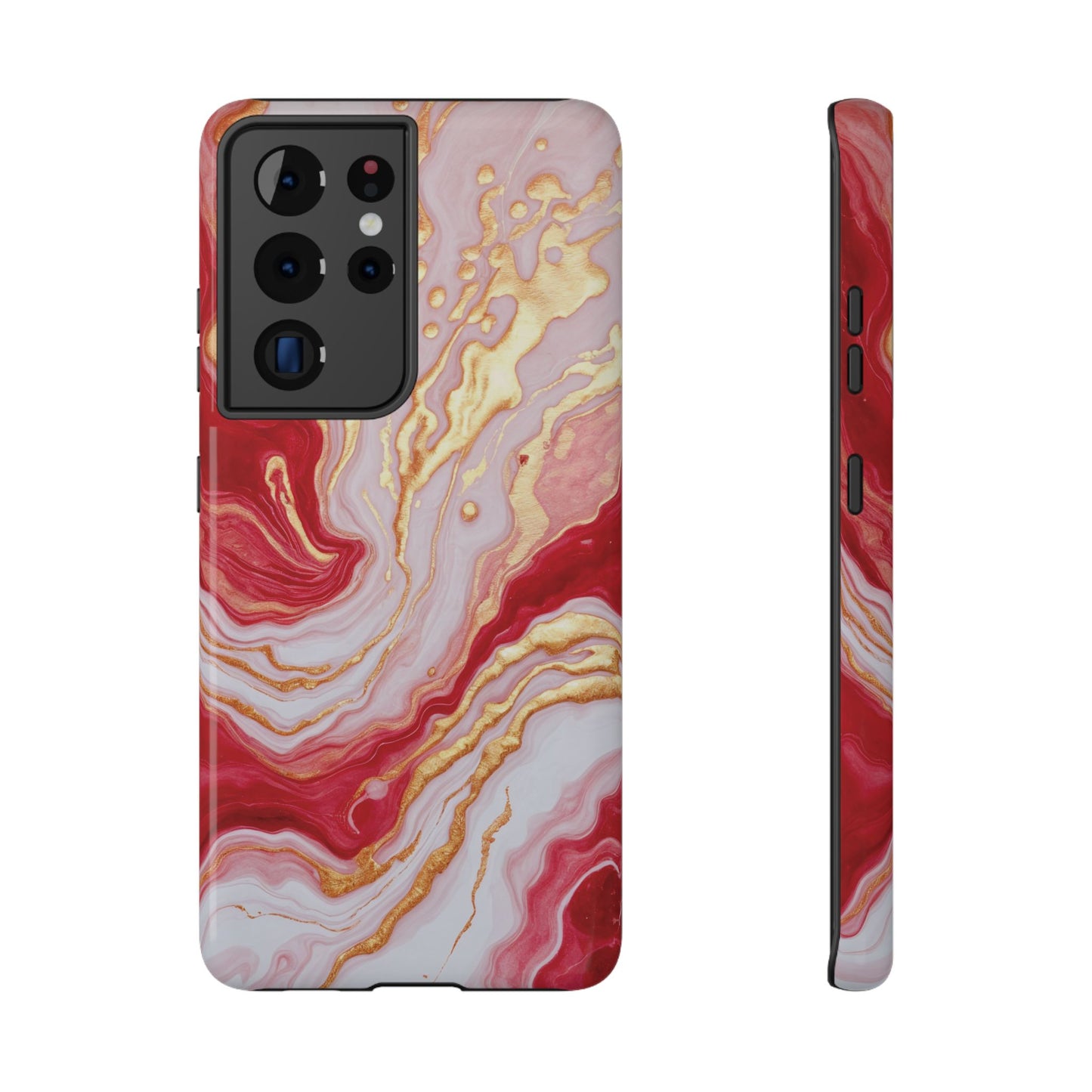 Dutch-Pour Painting: Crimson, Gold, and White (Phone Case)