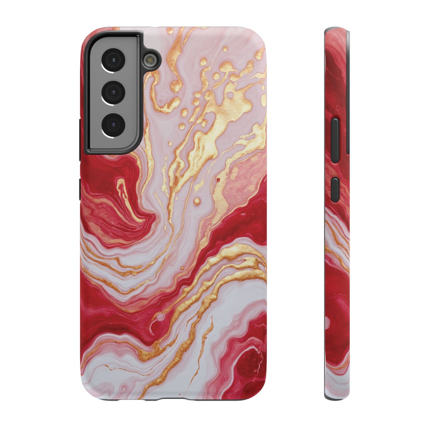 Dutch-Pour Painting: Crimson, Gold, and White (Phone Case)