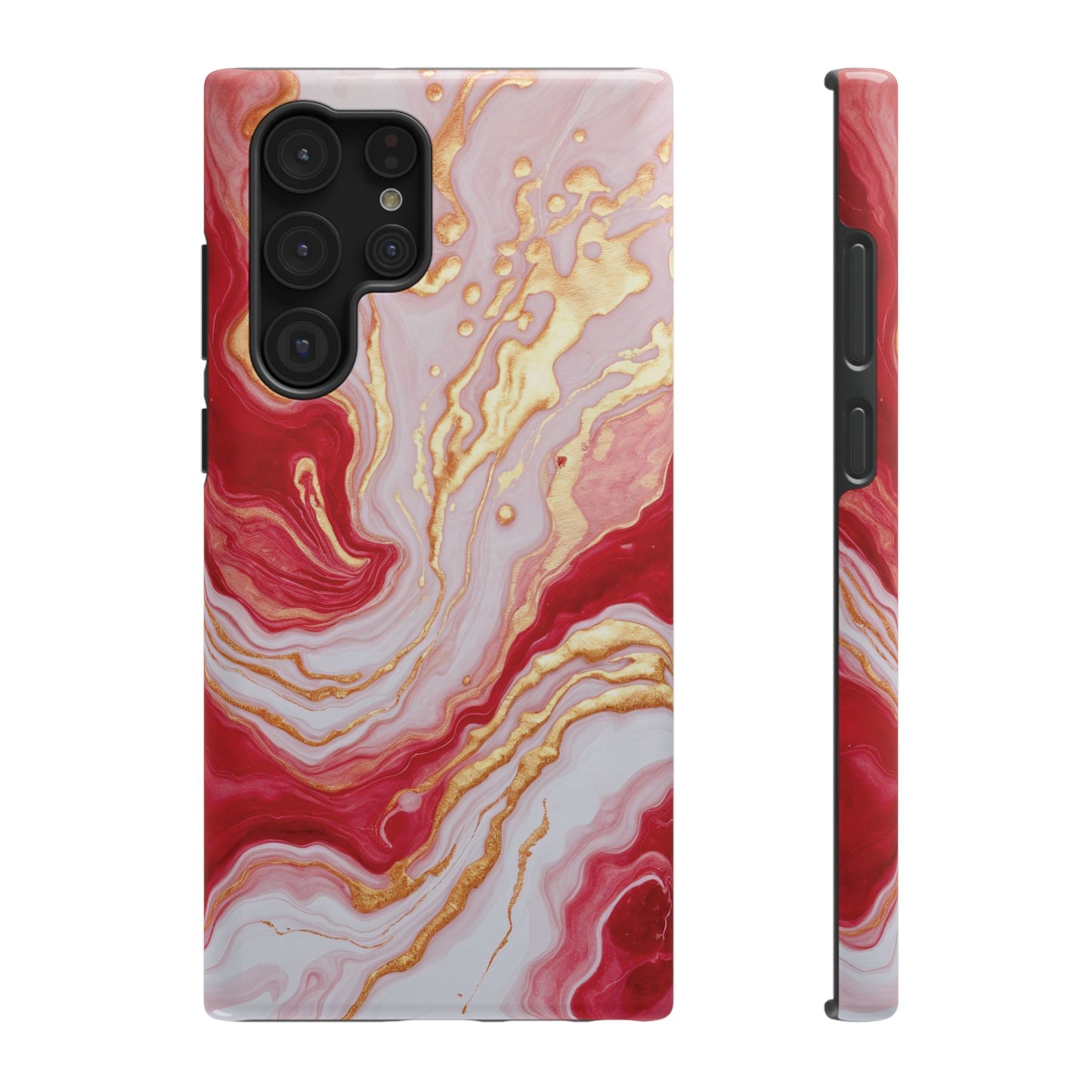 Dutch-Pour Painting: Crimson, Gold, and White (Phone Case)