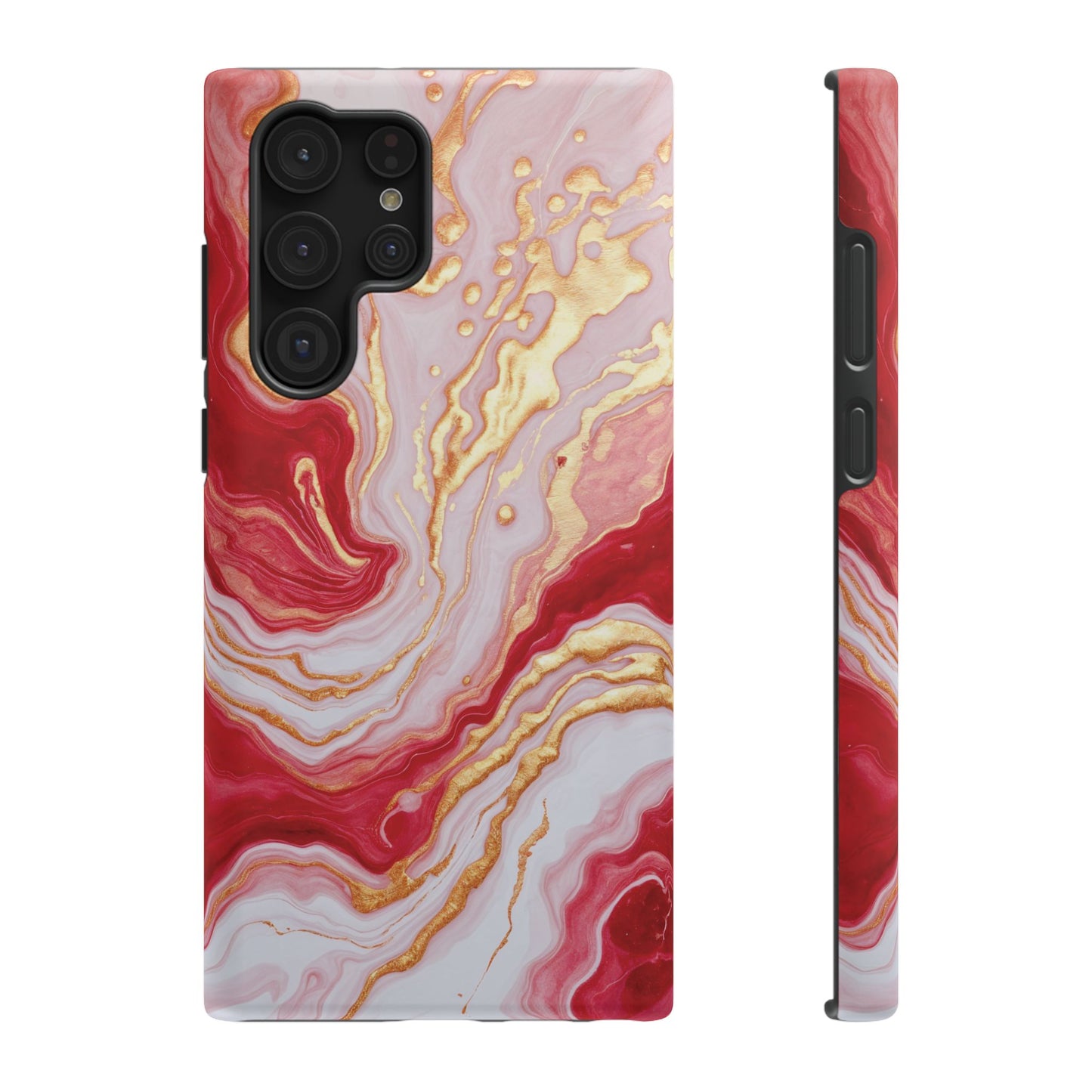 Dutch-Pour Painting: Crimson, Gold, and White (Phone Case)