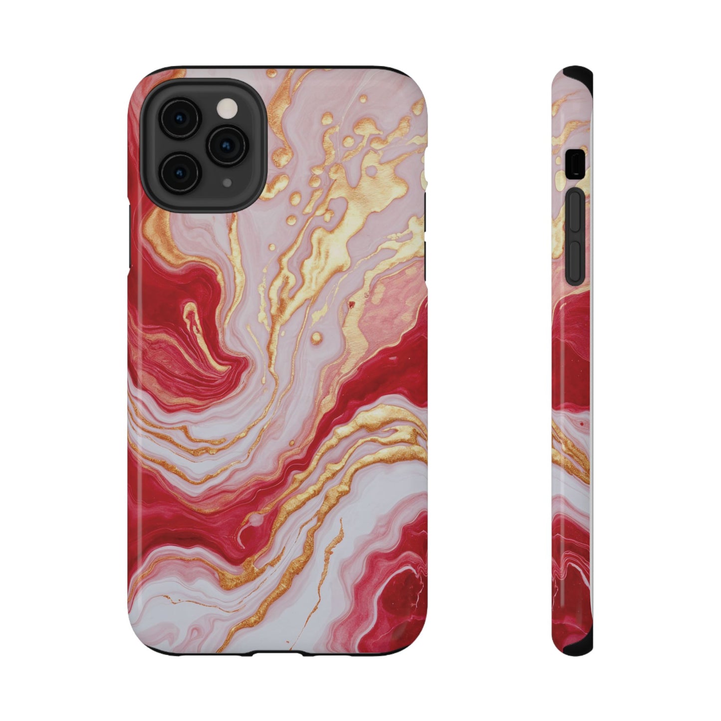 Dutch-Pour Painting: Crimson, Gold, and White (Phone Case)