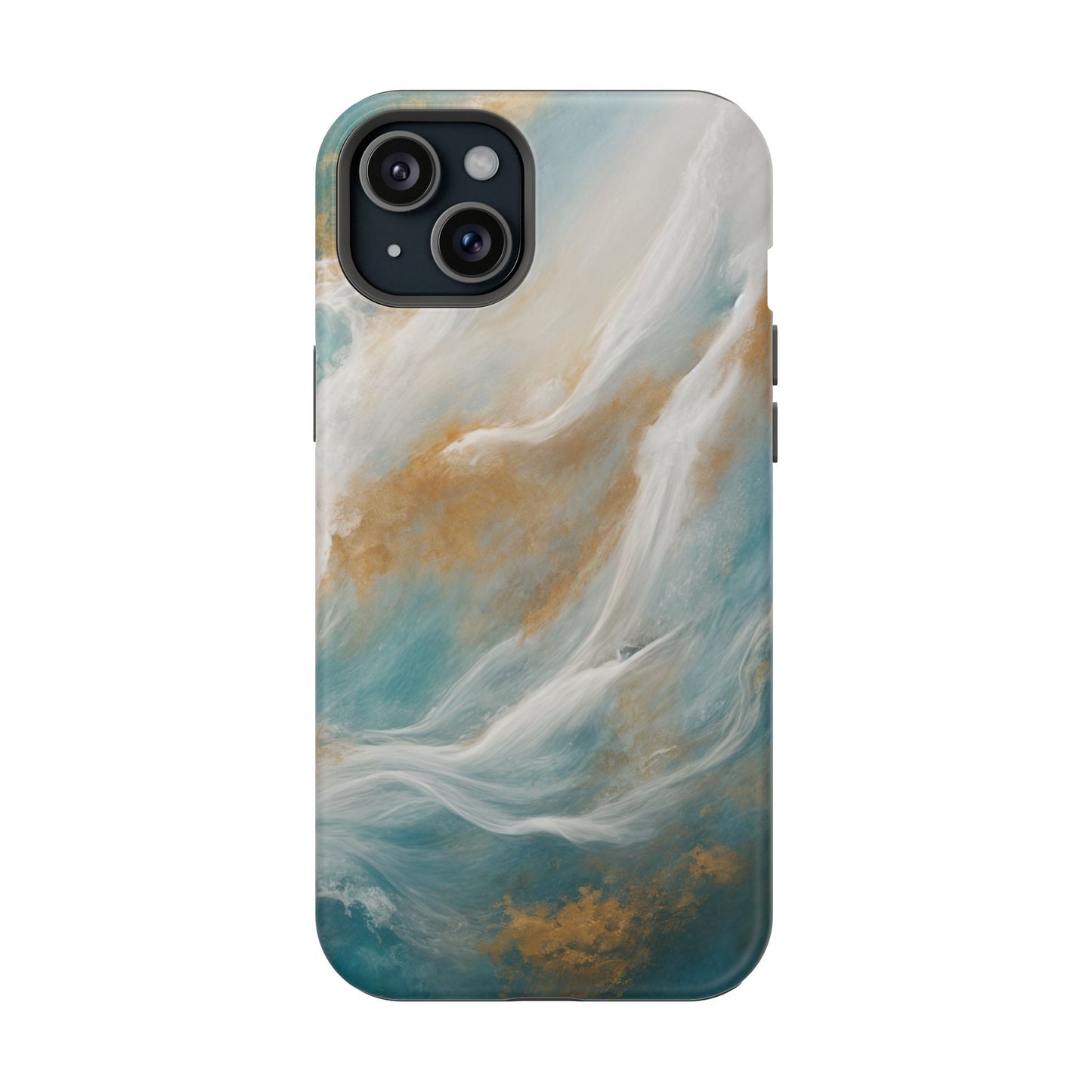 Dutch-Pour Painting: Aquamarine, Gold, and White (Phone Case #1)