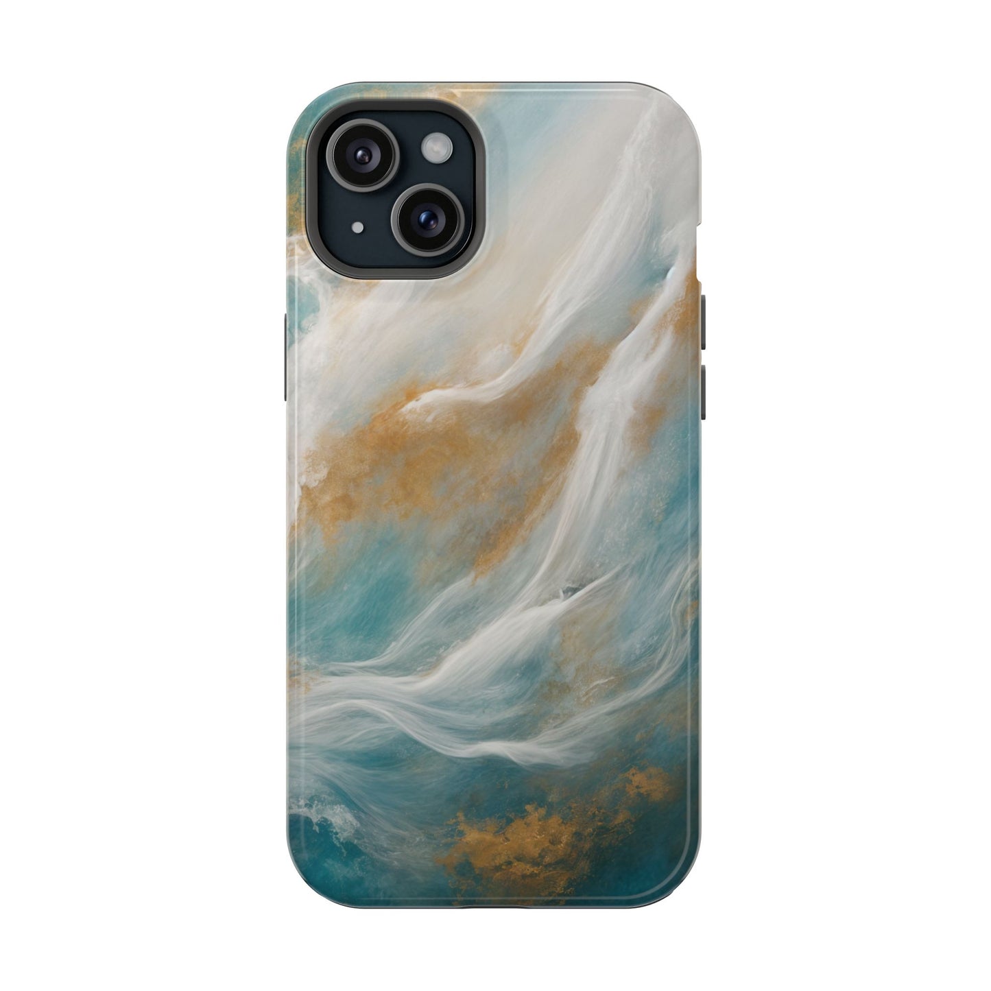 Dutch-Pour Painting: Aquamarine, Gold, and White (Phone Case #1)