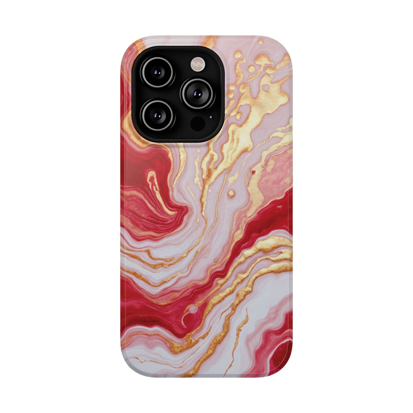 Dutch-Pour Painting: Crimson, Gold, and White (Phone Case)